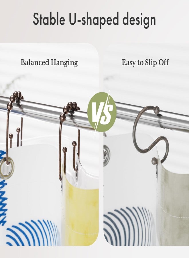 AmazerBath Shower Curtain Hooks Bronze Shower Curtain Rings Rust Proof, Non-Slip Shower Curtain Double Hooks, Smooth Metal Shower Hooks for Shower Curtain Liner Bathroom, 12Pcs Shower Rod Hooks - Image 2