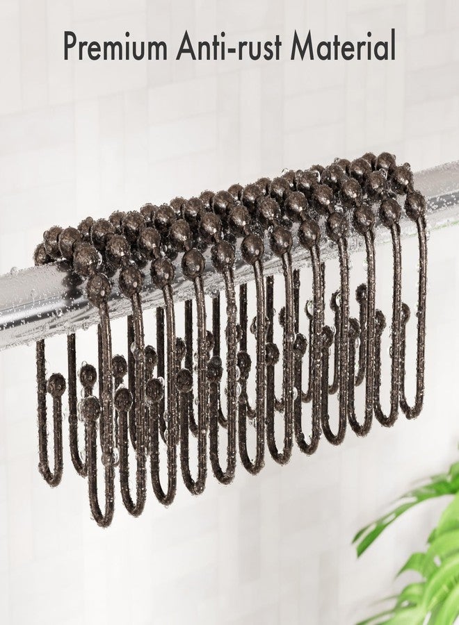 AmazerBath Shower Curtain Hooks Bronze Shower Curtain Rings Rust Proof, Non-Slip Shower Curtain Double Hooks, Smooth Metal Shower Hooks for Shower Curtain Liner Bathroom, 12Pcs Shower Rod Hooks - Image 5