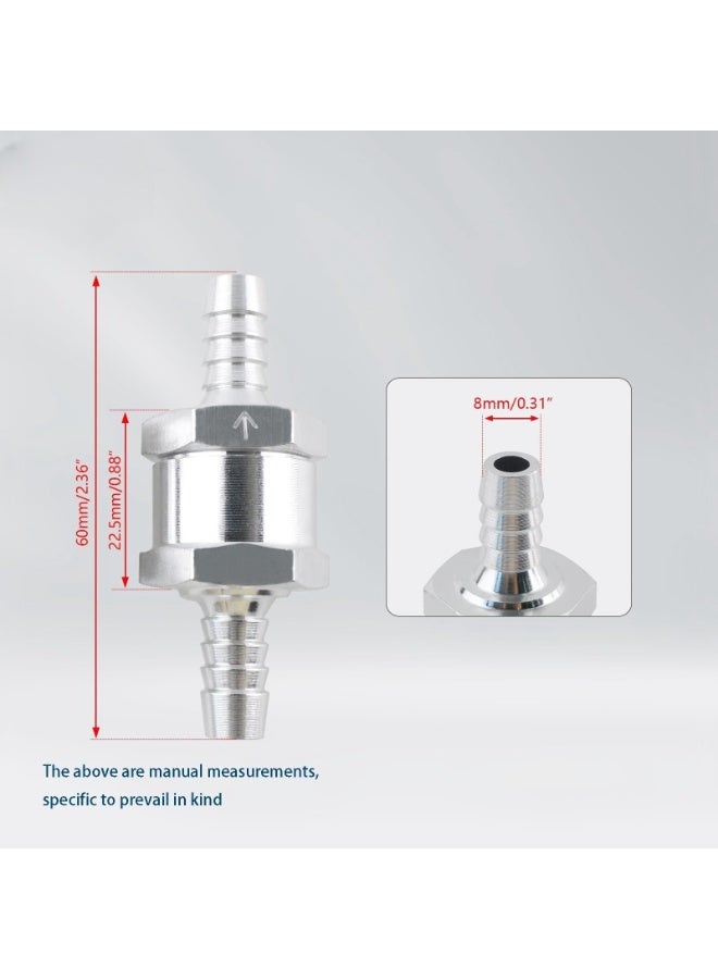2PCS Non Return One Way Fuel Line Check Valve, Aluminium Alloy Car One-Way Inline Fuel Hose Check Valve for Fuel Line Petrol Diesel Fuel Oil Water (8mm) - Image 2