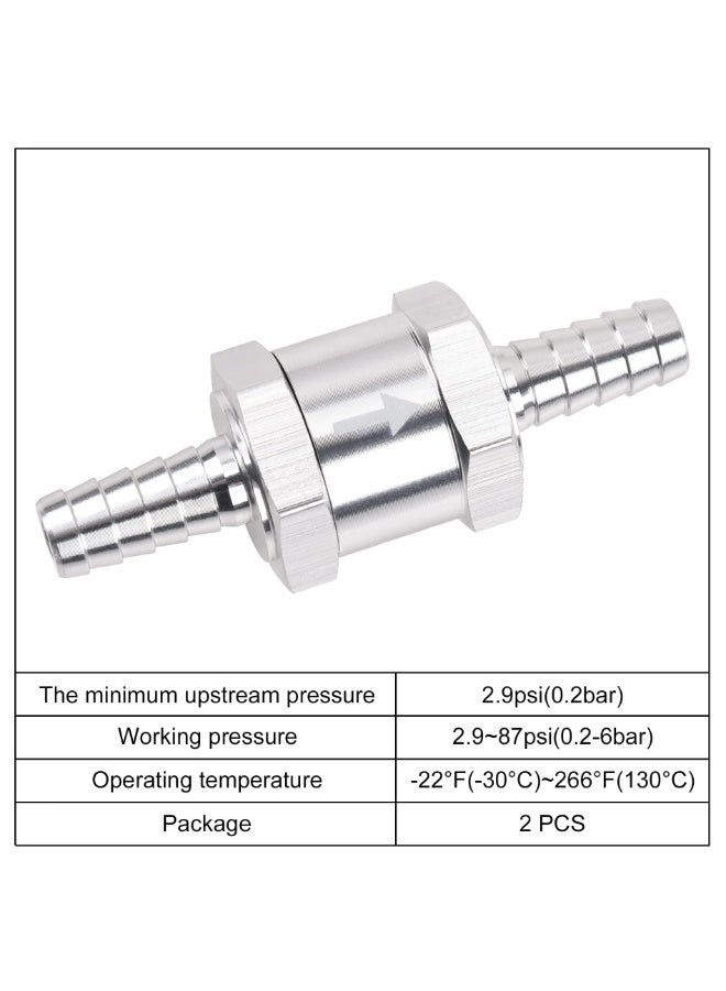 2PCS Non Return One Way Fuel Line Check Valve, Aluminium Alloy Car One-Way Inline Fuel Hose Check Valve for Fuel Line Petrol Diesel Fuel Oil Water (8mm) - Image 4