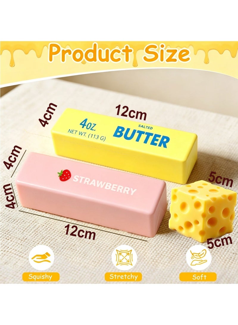 Bincoo Slow Rising Dumpling Squishy Butter Squeeze Toy Cheese Slow Rebound Sensory Stress Relief Squishies Soft & Stretchy Fidget Toys for Anxiety Relief Party Favors 3 Pcs(Dumpling Squishy Butter) - Image 3