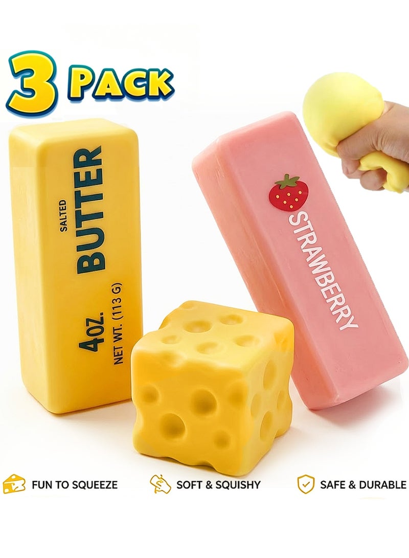 Bincoo Slow Rising Dumpling Squishy Butter Squeeze Toy Cheese Slow Rebound Sensory Stress Relief Squishies Soft & Stretchy Fidget Toys for Anxiety Relief Party Favors 3 Pcs(Dumpling Squishy Butter) - Image 1