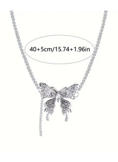 Home Clearance Sale Inspired Sparkling Butterfly Tassel Necklace with Rhinestones - Chic Alloy Jewelry for Women, Perfect for Parties & Casual Attire,, Diamond  - Image 2