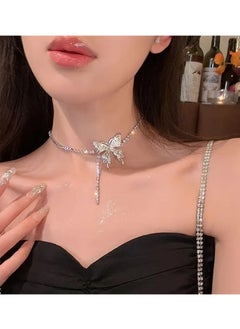 Home Clearance Sale Inspired Sparkling Butterfly Tassel Necklace with Rhinestones - Chic Alloy Jewelry for Women, Perfect for Parties & Casual Attire,, Diamond  - Image 3