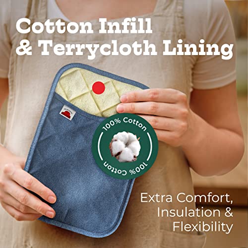 Big Red House - Silicone Pot Holders- Set of 2 Blue Denim- 10x3 - Heat Resistant Kitchen Protectors Hot Pans Baking Professional Grade Cooking Mitts - Image 5