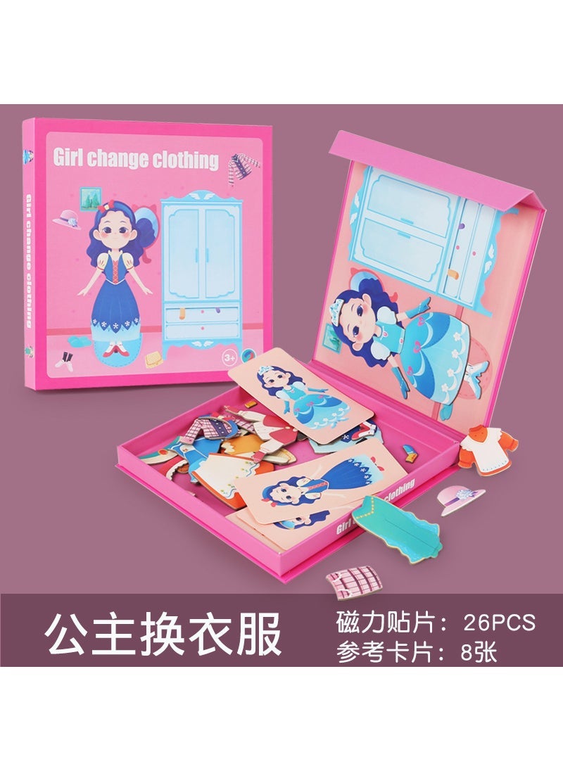Wooden Magnetic Puzzle Gift for Kids 3-6 Princess dress up puzzle 