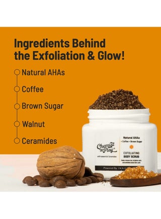 Exfoliating Body Scrub For Removing Tan & Dead Skin Cells | Rough & Bumpy Skin, Tanned & Pigmented Skin | For Smooth, Soft & Bright Skin | Natural AHAs | Coffee | For Men & Women | 75 - view 3