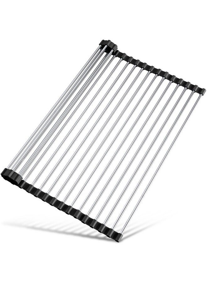 Tomorotec Tomorotec 17.7" x 15.5" Roll Up Dish Drying Rack Over Sink Drying Rack Sink Cover Kitchen Sink Accessories Gadget Multipurpose Organizer Foldable Stainless Steel Drainer  - Image 1