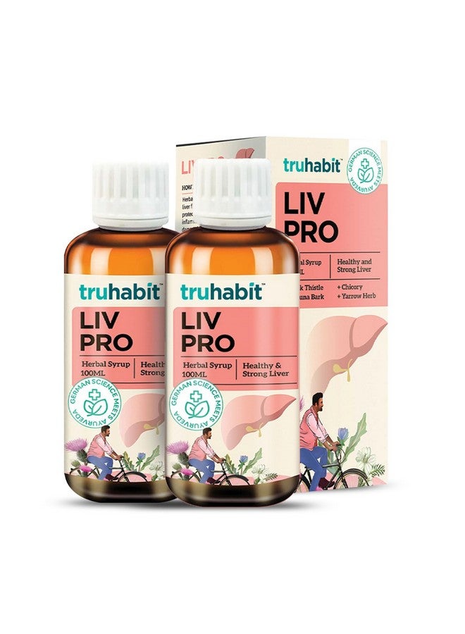 TruHabit Livpro Milk Thistle Liver Detox - Herbal Liver Tonic Syrup, Arjuna Bark, Chicory & Yarrow; AYUSH Ministry Certified Milk Thistle Supplement for Liver Care, Liver Detox & Support (100 ml) Pack of 2 - Image 1