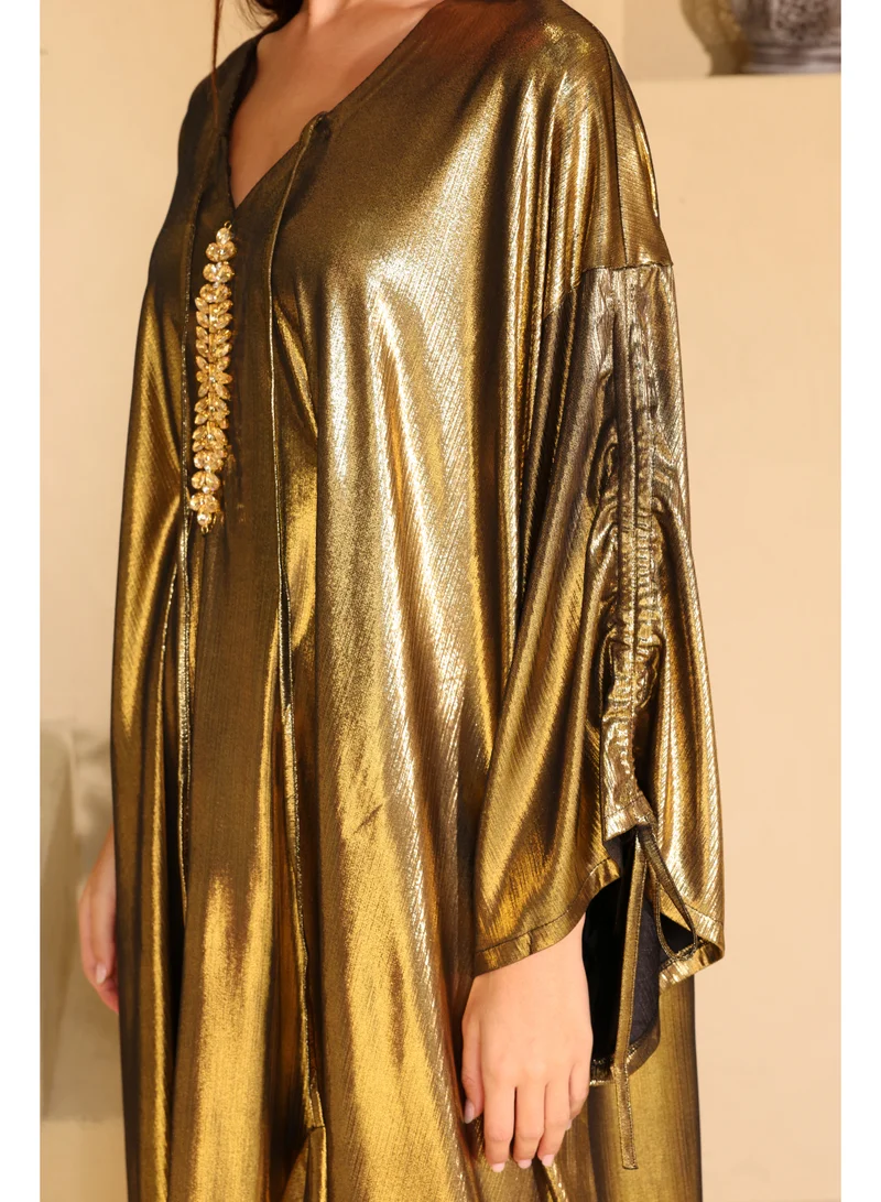 IKKXA Shimmer Fabric Green Luxury Jalabiya