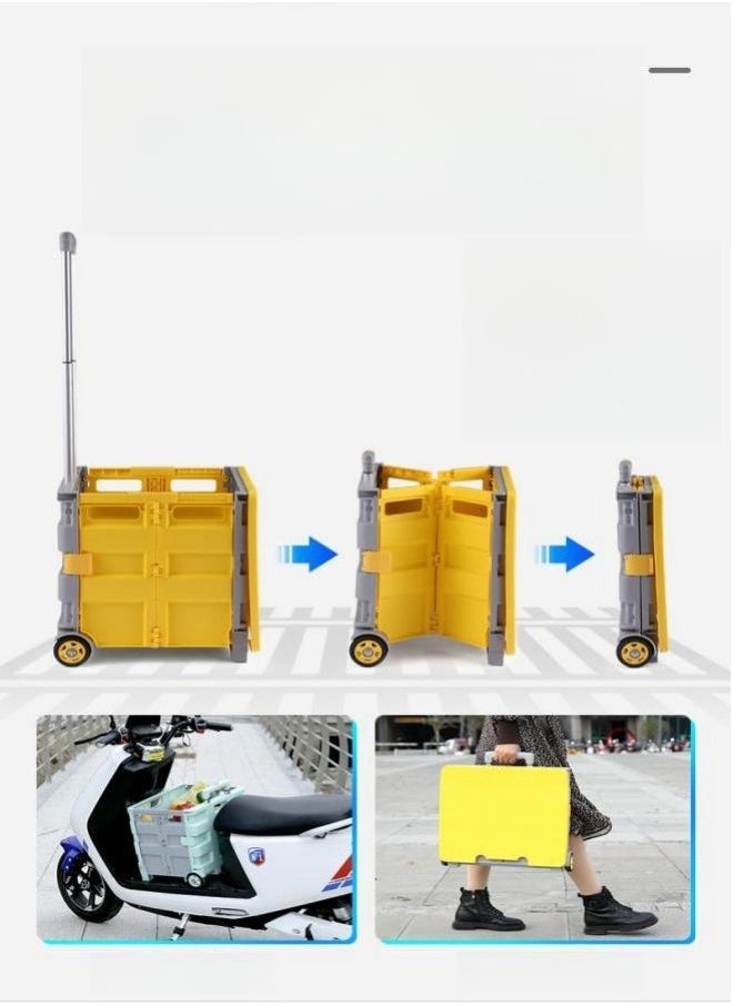 Multifunctional Portable Folding Shopping Storage Boot Cart Box and Portable Trolley Car with Wheels