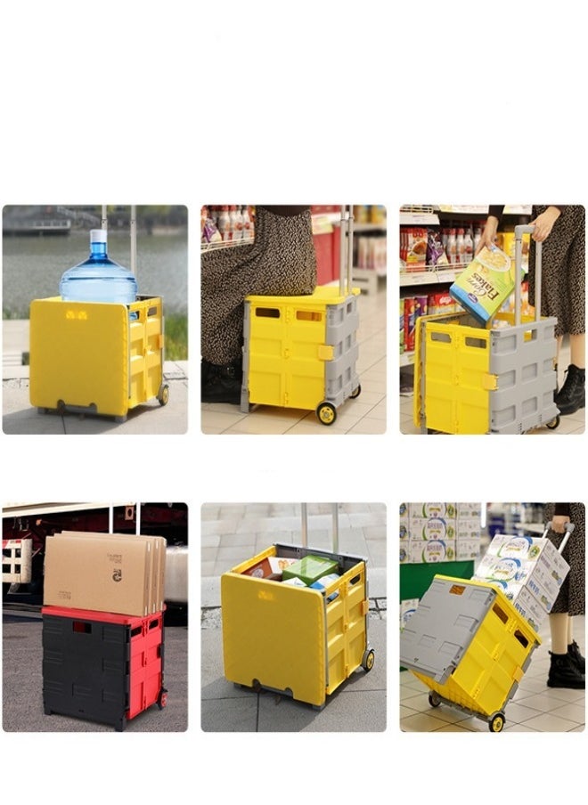 Multifunctional Portable Folding Shopping Storage Boot Cart Box and Portable Trolley Car with Wheels