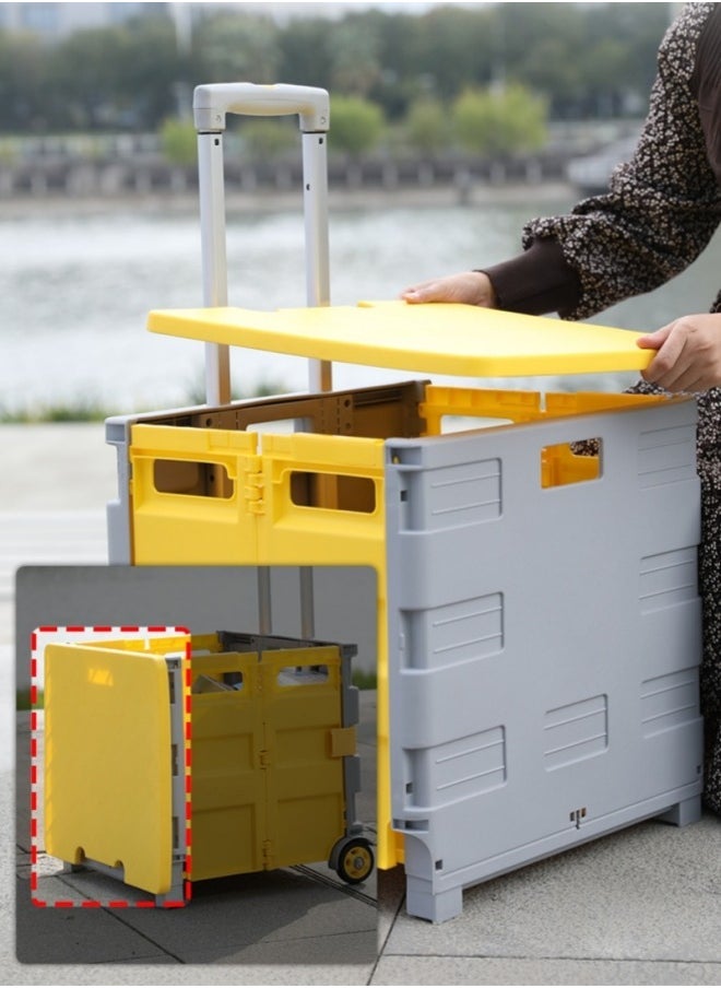 Multifunctional Portable Folding Shopping Storage Boot Cart Box and Portable Trolley Car with Wheels