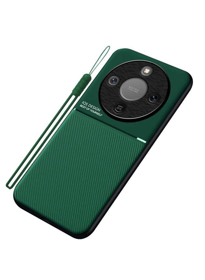 جراب مغناطيسي لهاتف Honor X9d 5G باللون الأخضر الداكن