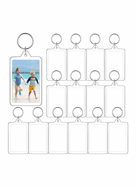 Acrylic Photo Frame Keychain Holder, 50 Pieces Insert Keychain, Clear Picture Keychains Key Chain, Snap-In Custom Keyring for DIY Projects