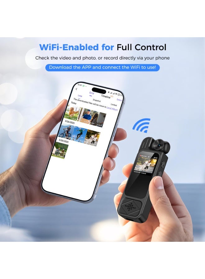 4K Body Camera with Audio and Video Recording: WiFi Body Cam with 180° Rotating Lens, Night Vision 7Hr Battery Bodycam, Wearable Pocket Camera Camcorder for Work, Travel, Fishing, Pet Walking, Outdoor - Image 5