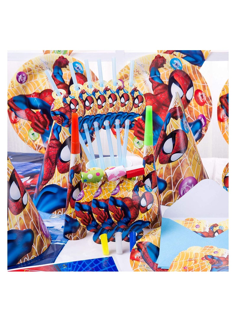 هايلاند 122 قطعة من أدوات المائدة بتصميم سبايدرمان لديكورات أعياد ميلاد الرجل العنكبوت - Image 3