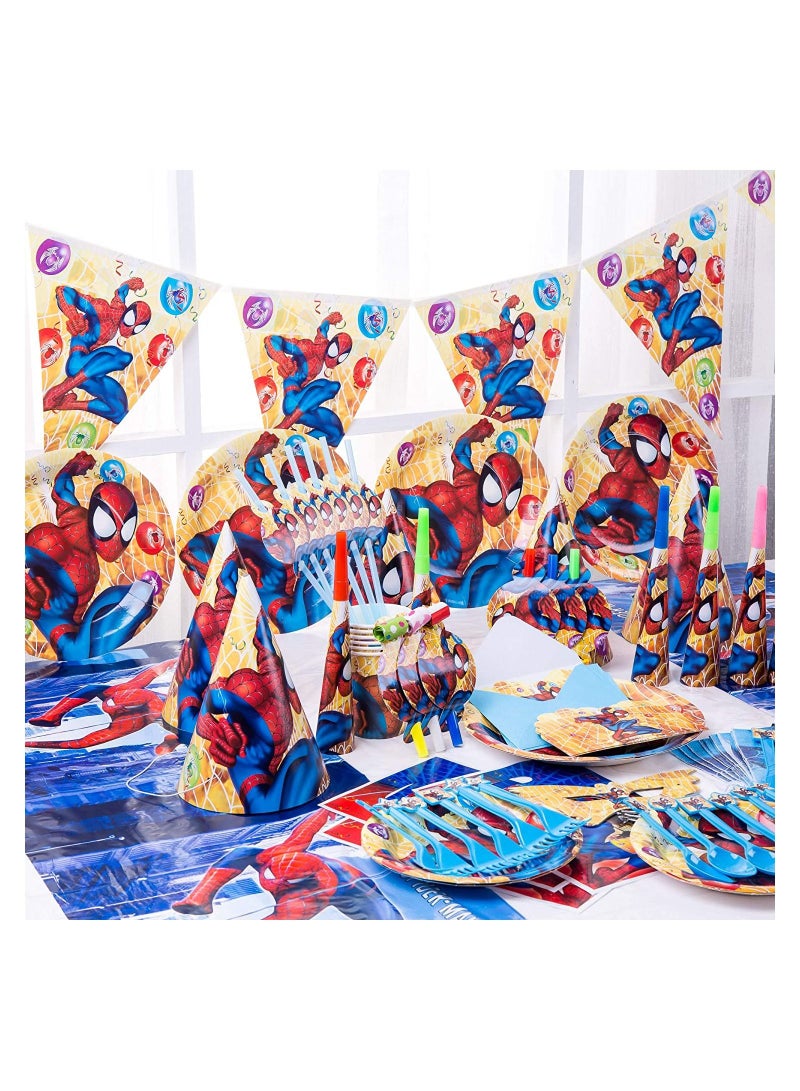 هايلاند 122 قطعة من أدوات المائدة بتصميم سبايدرمان لديكورات أعياد ميلاد الرجل العنكبوت - Image 2