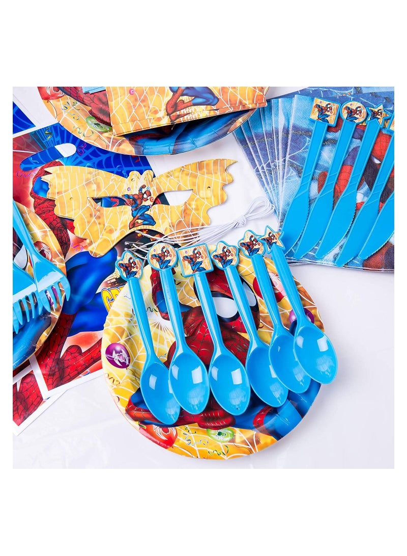 هايلاند 122 قطعة من أدوات المائدة بتصميم سبايدرمان لديكورات أعياد ميلاد الرجل العنكبوت - Image 4