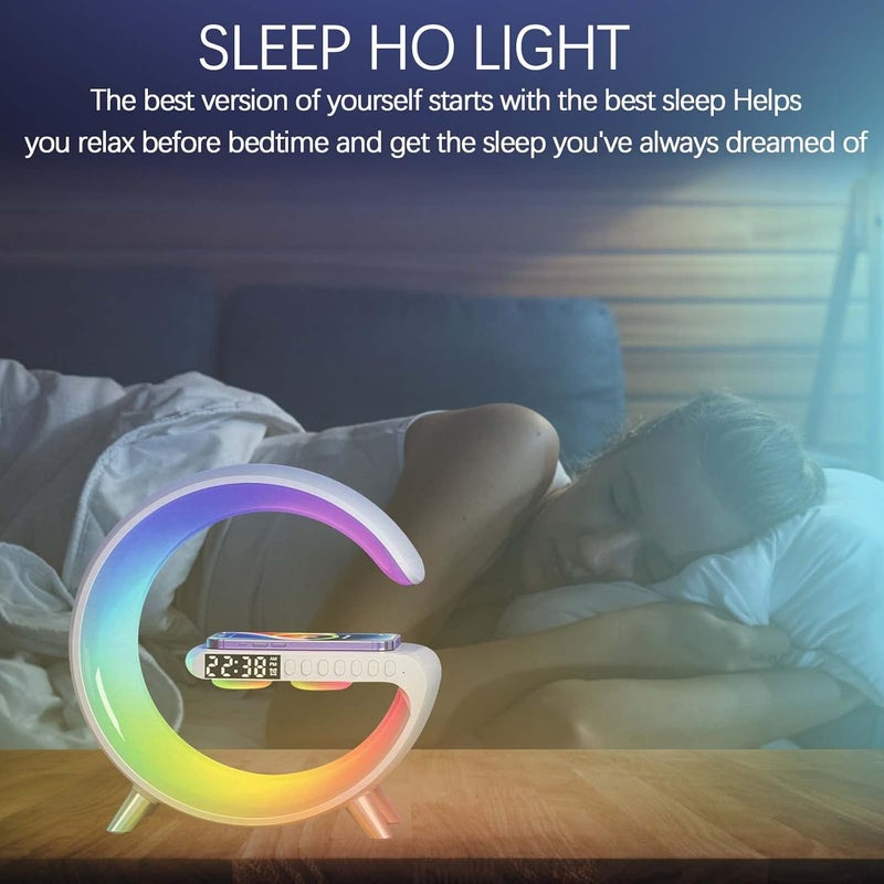 comfrt LED Night Light Table Atmosphere Lamps, Music Lamp Wireless Charger Portable Bluetooth Speaker Lamp Clock Alarm Key and APP Control, Wireless Charging Nightstand Lamp ,Birthday - Image 3