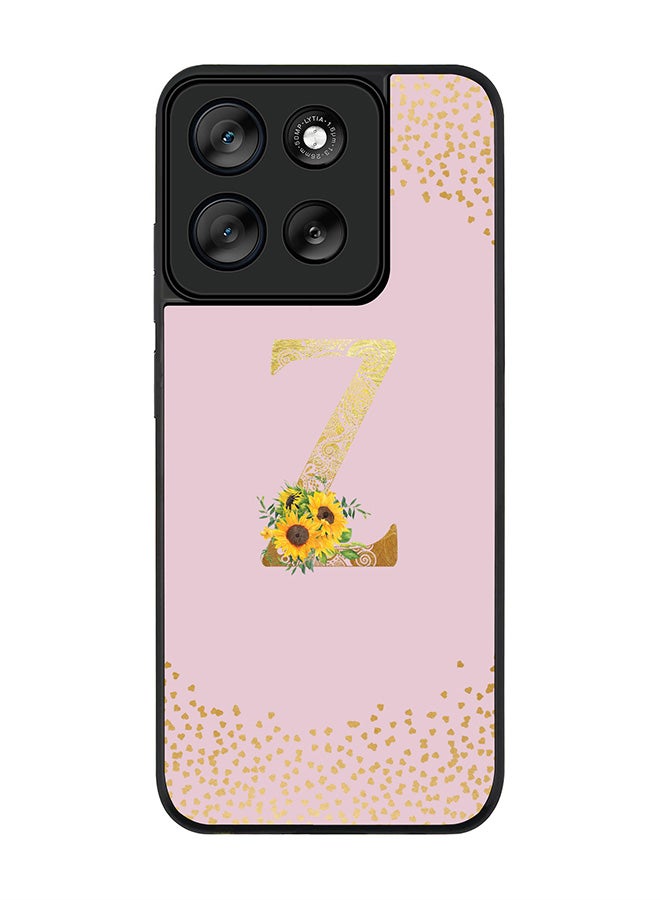 Stylizedd For Motorola Moto G56 Case,Slim fit Camera Protection, Shockproof Thin Phone cover  - Custom Floral Monogram - Z  (Pink ) - Image 1