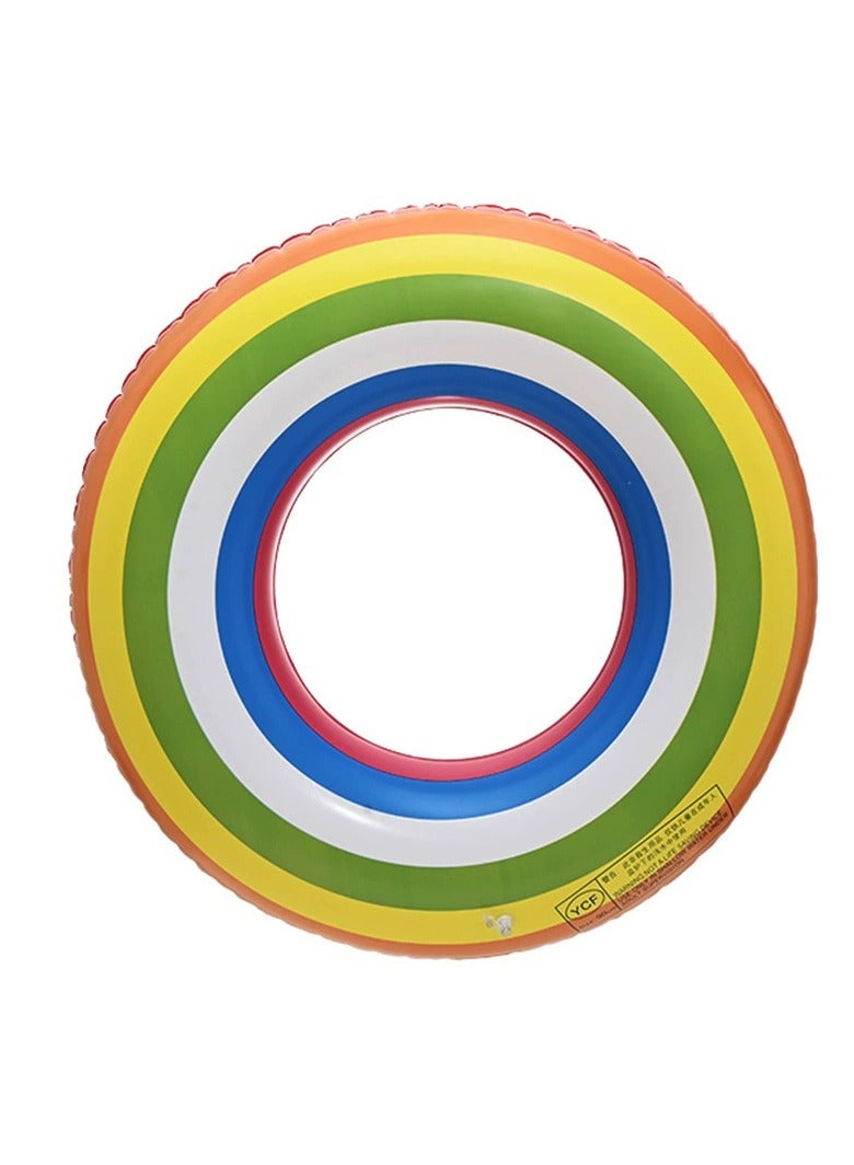 Goolsky 90cm Rainbow Inflatable Swim Ring – Thickened Double Air Chamber Adult Float Tube for Pool and Beach - Image 1