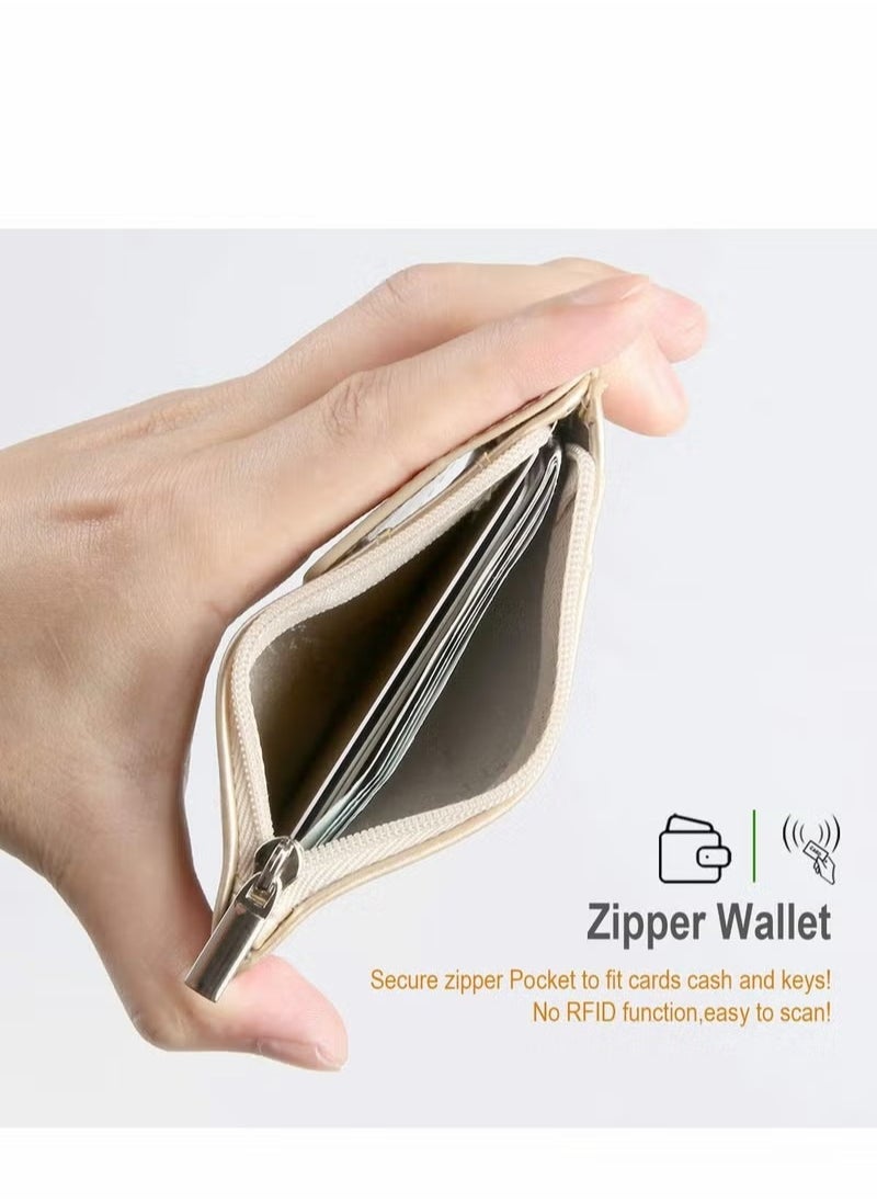 Generic - Badge Holder with Zipper PU Leather ID Card Wallet 1 Clear Window and 3 Slots Secure Cover Nylon Lanyard for Office School ID, Credit Cards, Driver Licence - Image 1