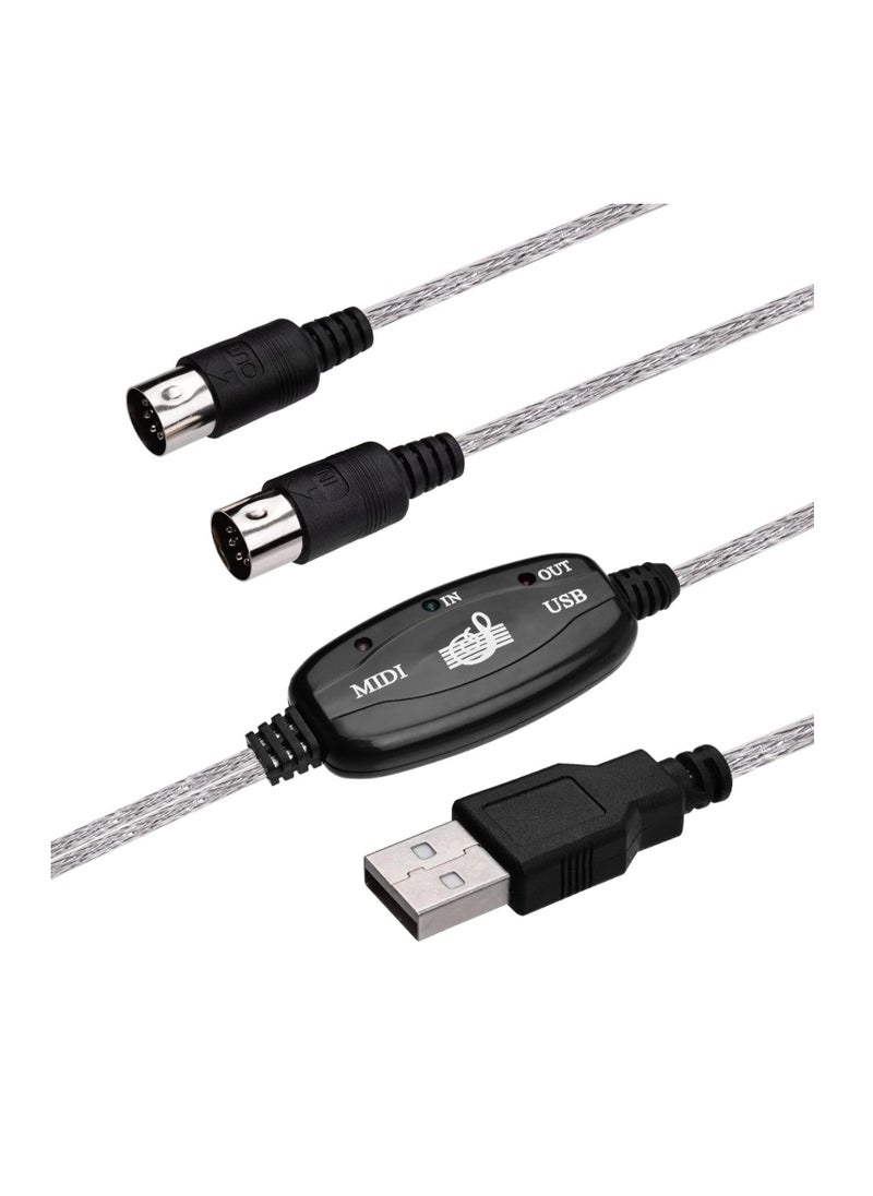ماركة غير محددة محول كابل USB MIDI إلى محول لوحة مفاتيح الموسيقى للكمبيوتر الشخصي كابل محول واجهة USB إلى لوحة مفاتيح الكمبيوتر الشخصي MIDI  - Image 1