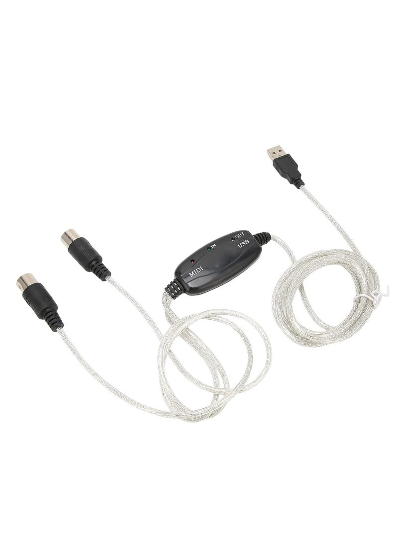 ماركة غير محددة محول كابل USB MIDI إلى محول لوحة مفاتيح الموسيقى للكمبيوتر الشخصي كابل محول واجهة USB إلى لوحة مفاتيح الكمبيوتر الشخصي MIDI  - Image 2