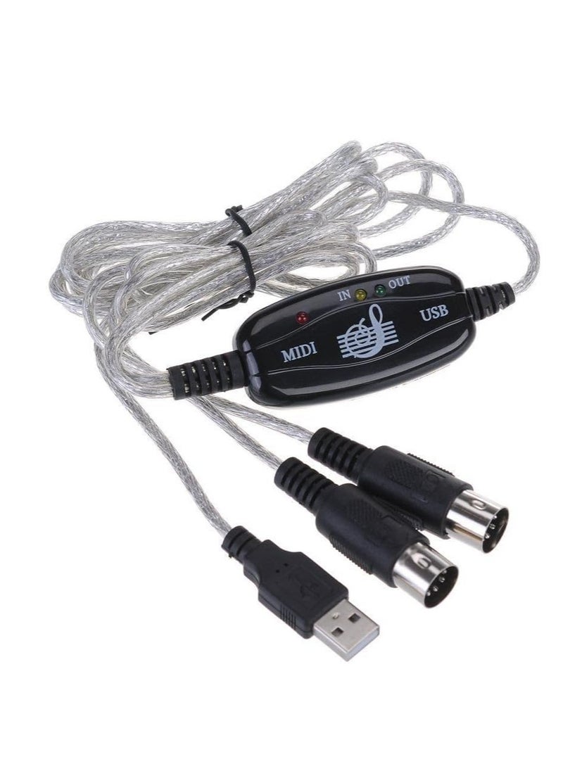 ماركة غير محددة محول كابل USB MIDI إلى محول لوحة مفاتيح الموسيقى للكمبيوتر الشخصي كابل محول واجهة USB إلى لوحة مفاتيح الكمبيوتر الشخصي MIDI  - Image 3