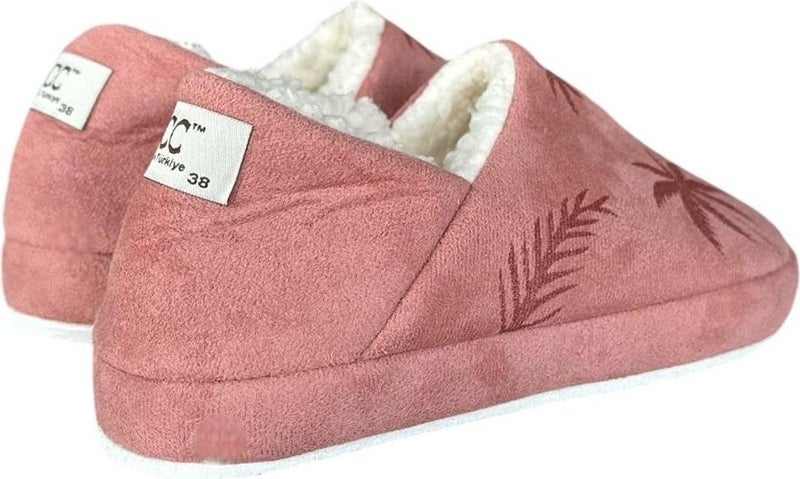 Liger Ultra Light Palm Patterned Wool Home Shoes Women Slippers Powder - Image 5