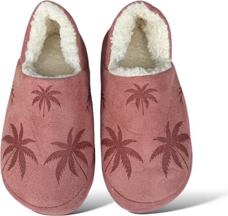 Liger Ultra Light Palm Patterned Wool Home Shoes Women Slippers Powder - Image 3