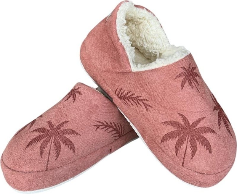 Liger Ultra Light Palm Patterned Wool Home Shoes Women Slippers Powder - Image 4