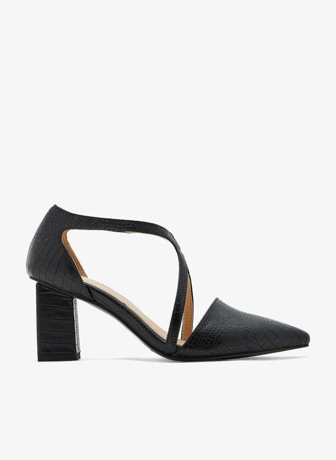 Khizana Croc Effect Cross Over Strap Pointed Pump