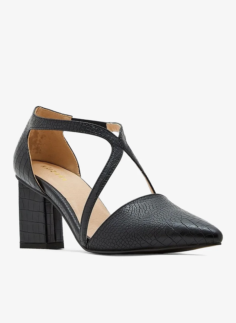 Khizana Croc Effect Cross Over Strap Pointed Pump