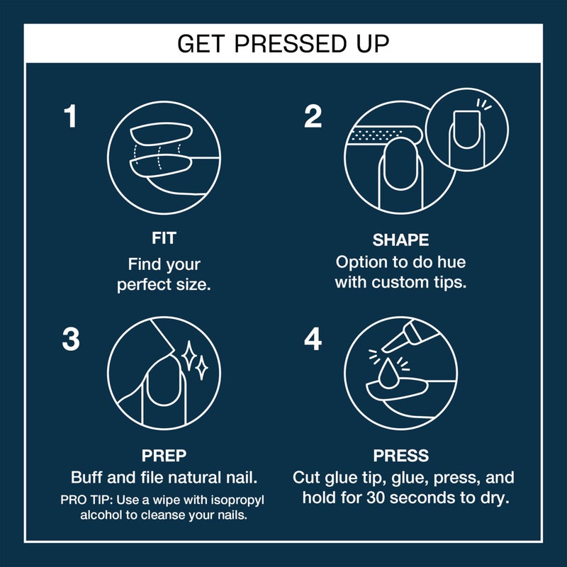 OPI On Point Midnight Mantra | Short Round Navy Blue Press On Nails | With Nail Glue | Long Lasting, Reusable, Non-damaging - Image 4