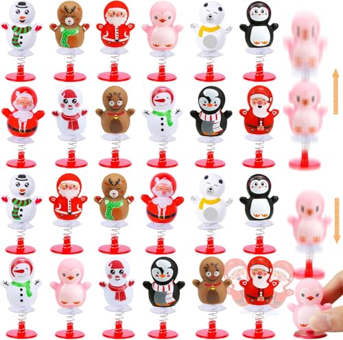 MGparty 24 Pack Christmas Jumping Popper Spring Toys Christmas Party Favors for Kids Birthday Party Carnival Prizes Pinata Filler Classroom Rewards Treat Bags Gifts Poppers Toys Pop Up Critters - Image 1