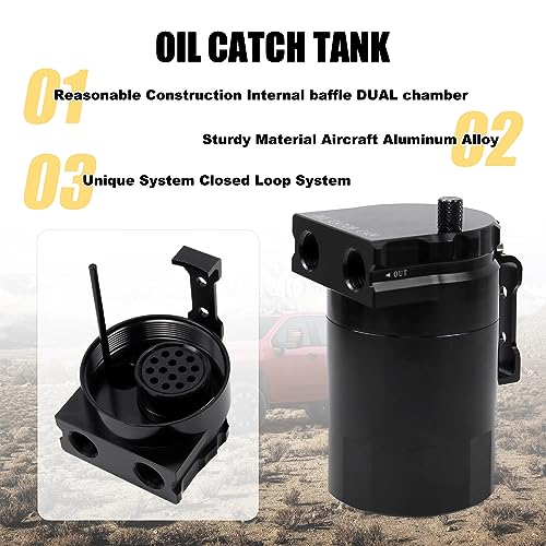 RULLINE Oil Catch Can Compatible with 2014-2018 Chevy Silverado 1500 GMC Sierra 1500 2015-2020 Chevy Tahoe Suburban GMC Yukon - Image 3