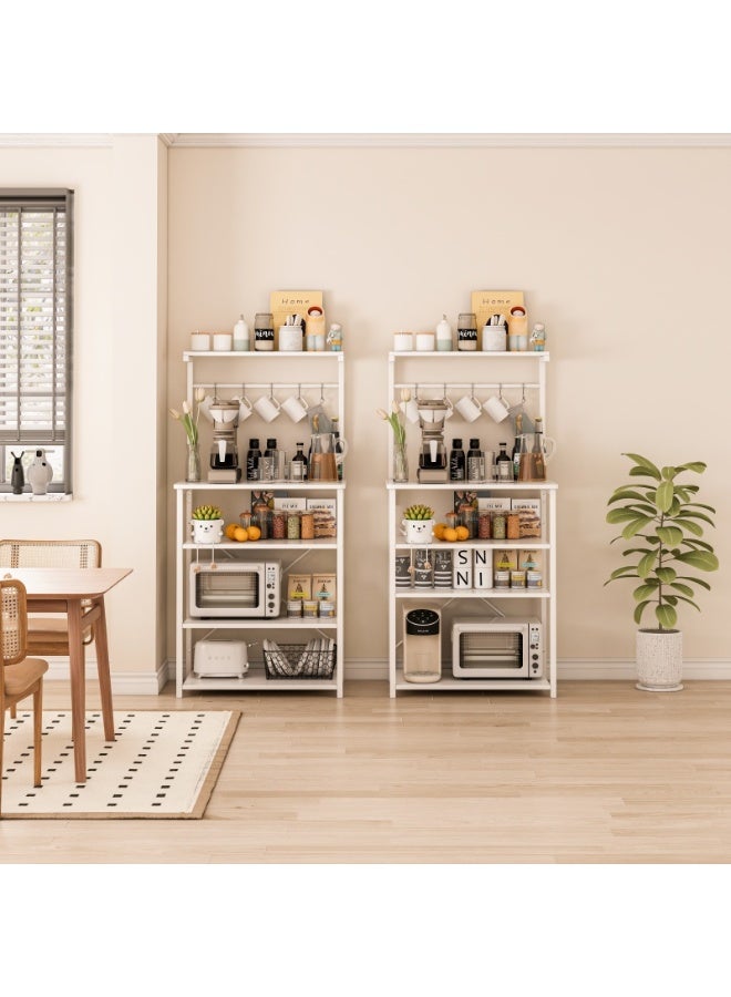 NEWLAN 4 Tier storage rack: space-saving, coffee stand station with 5 s-shaped hooks, kitchen storage stand with storage layer, multi-storage shelves for kitchen/entryway/living room. 144.8*60*10cm - Image 5