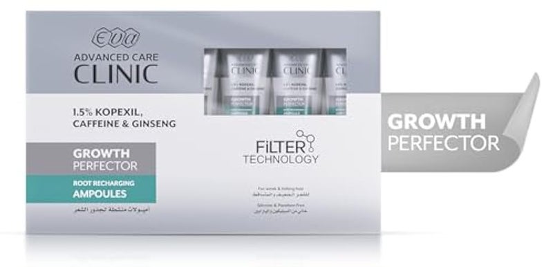 Eva Advanced Care Clinic Growth Perfector Root Recharging Ampoules For Weak & Falling Hair 6 Ml × 7 Ampoules