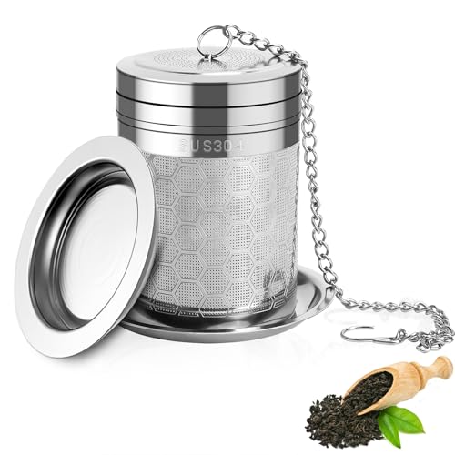 BendJoy® Tea Infuser Stainless Steel with Tray, Easy Clean Green Tea Infuser for Mugs & Teapots, Tea Strainer Infuser for Loose Leaf and Herbal Tea - Image 1
