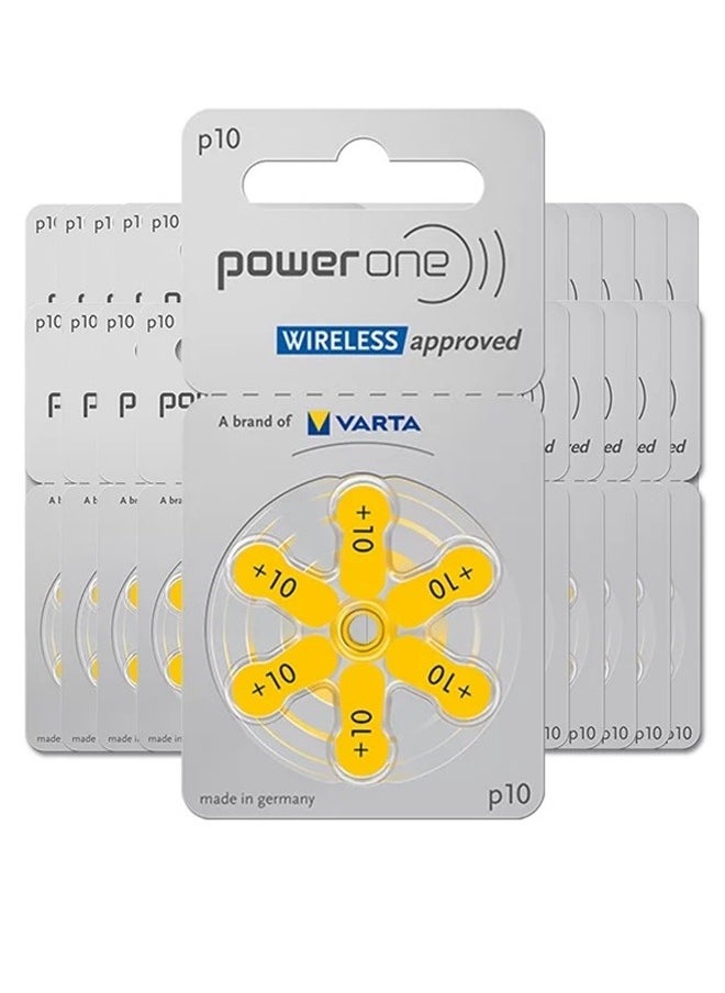 Power One 1.45V Original High Level Hearing Aid Batteries PowerOne P10 Pack Of 60 Pieces (German)  - Image 4