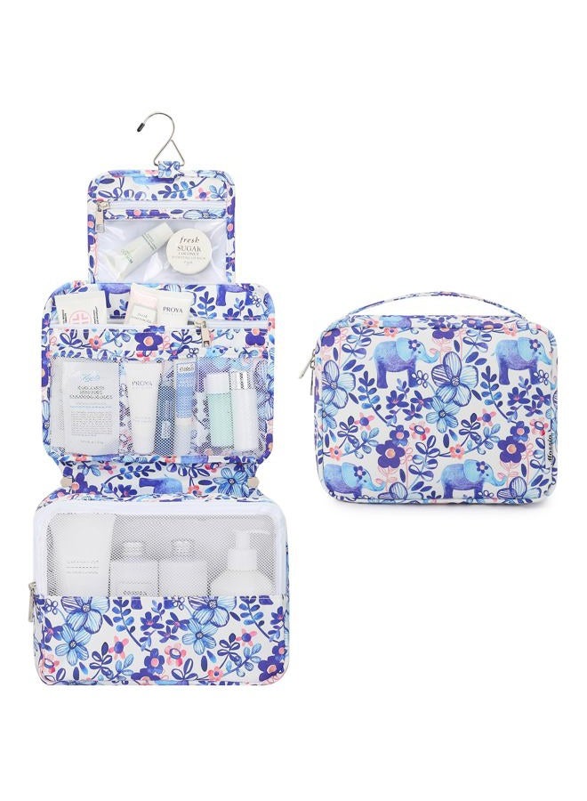 Mossio Hanging Toiletry Bag with Sturdy Hook - Large Portable Cosmetic Makeup Travel Organizer for Men & Women, Flower Elephant - Image 2