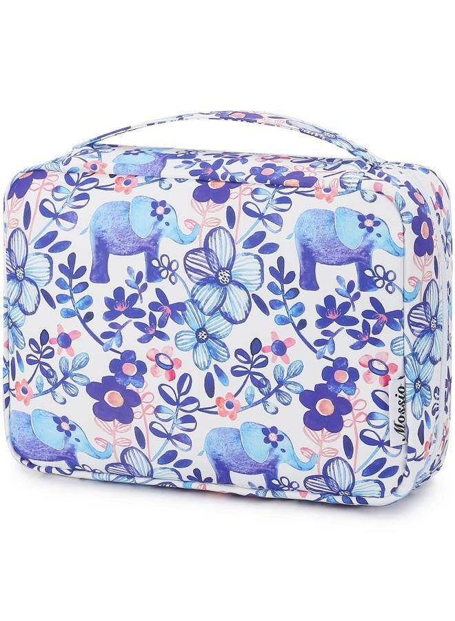 Mossio Hanging Toiletry Bag with Sturdy Hook - Large Portable Cosmetic Makeup Travel Organizer for Men & Women, Flower Elephant - Image 1