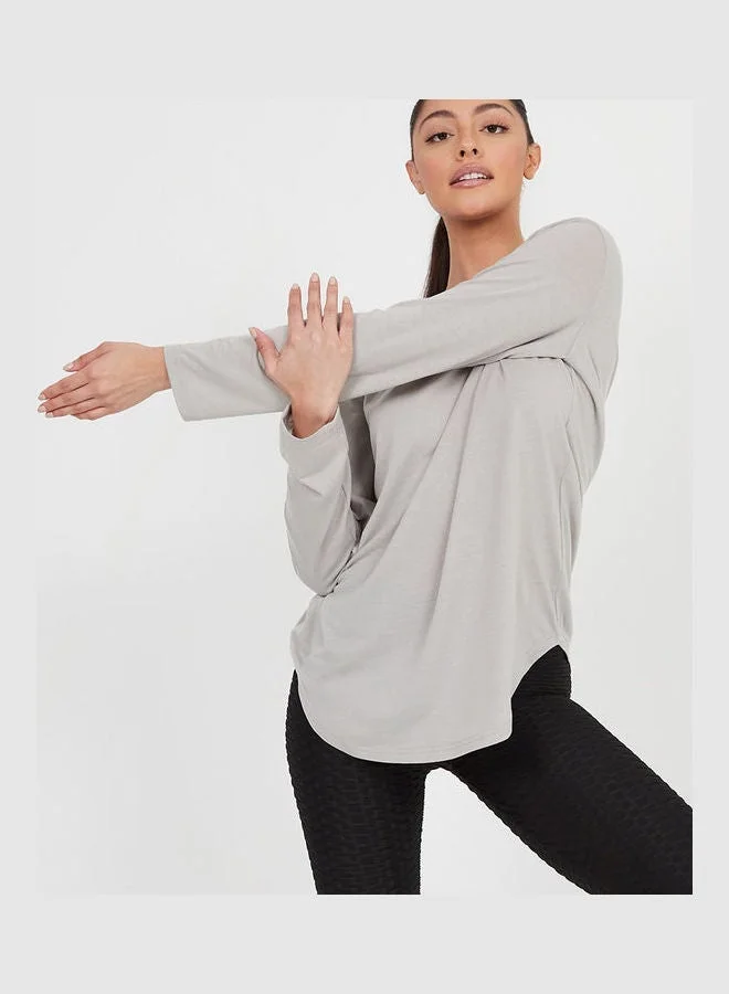 Styli Active  Melange Dont Stop Slogan Print Mesh Back Insert Active Top for Women | Best Price UAE