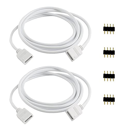 RGBZONE حزمة 2 كابل تمديد 2م 6.6 قدم توصيل قابس أنثوي إلى شريط ضوء LED RGB SMD 5050 مع 4 موصلات 4 دبابيس مجانية - Image 1