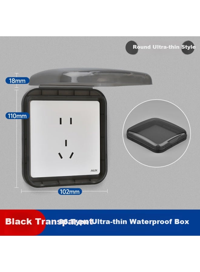 Oaks Aux 86 Switch Socket Panel Waterproof Cover Leakage Protection Bathroom Waterproof Box Shower Room Protection Cover Plug Water Protection Box Ultra-thin Black Transparent - Image 1