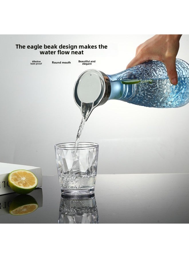 Loquat Plastic PC Diamond Pattern Tie Pot Multicolor Transparent Drop Resistant Household Commercial Cold Water Juice Pot High Temperature Resistant Tie Pot-Color:Pc Diamond Pot 1400ml Blue - Image 4