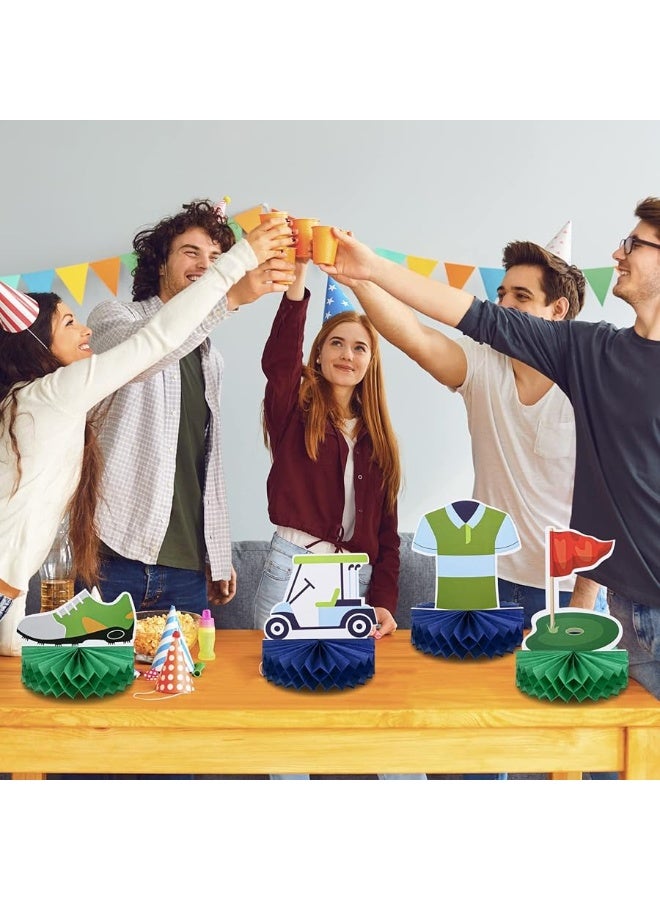 Teling 12 Pieces Golf Party Decorations Golf Honeycomb Centerpieces Golf Party Centerpieces for Tables Golf Cake Topper Golf Party Supplies for Birthday Baby Shower Sport Themed Party Decor, 12 Styles - Image 1