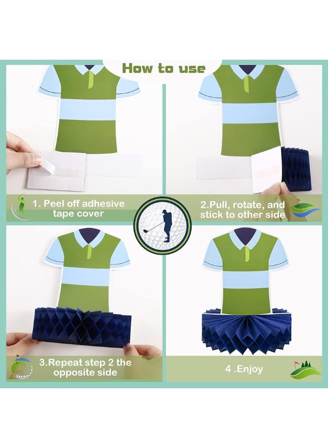 Teling 12 Pieces Golf Party Decorations Golf Honeycomb Centerpieces Golf Party Centerpieces for Tables Golf Cake Topper Golf Party Supplies for Birthday Baby Shower Sport Themed Party Decor, 12 Styles - Image 4